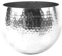Grande boîte à plantes métallique 22 x 18cm martelée argentée avec bord droit - 7303