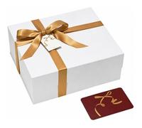Grande Boîte Cadeau Blanche 33,5x30x12,5cm, Coffret Magnétique Pliable Avec Ruban Et Carte