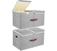Grande boîte de rangement avec couvercle et compartiments, tissu, pliable, lavable, 55x33x30 cm, 2-pièces