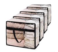 Grande boîte de rangement transparente pour vêtements, couettes, couvertures et jouets en peluche, organiseur pliable en ABS avec poignées renforcées, ouverture à fermeture éclair, noir, 90 l