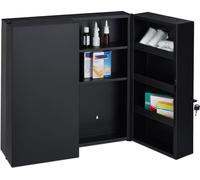 Grande boîte de secours murale XXL en acier inoxydable avec clé - noire, Relaxdays sans équipement, étanche et facile à fixer. Parfaite pour la maison pour le stockage des médicaments en toute sécurit