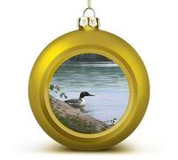 Grande boule de Noël 2025 incassable, motif huard, oiseaux de la nature, boules de décoration de Noël à suspendre de style doré pour sapin de Noël, décoration de vacances