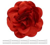 Grande broche en forme de fleur de rose - 6 cm - En tissu uni - Pour femme, bal de fin d'année, mariage - Accessoire vestimentaire, 20 x 17 x 3.5cm, Tissu de qualité supérieure