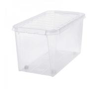 Grande Caisse de rangement à roulettes 70 litres - Clips Blancs