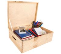 Grande caisse en bois avec couvercle | 40 x 30 x 14 cm (+/-1 cm) | Boîte à souvenirs de Pâques pour bébés, caisse en bois avec couvercle, non traitée, avec poignées, pour documents, jouets |