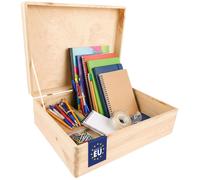 Grande caisse en bois avec couvercle | 40 x 30 x 14 cm (+/- 1 cm) | Caisse à souvenirs pour bébés, caisse en bois avec couvercle, finition naturelle | Pour documents, jouets, Pâques |