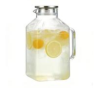 Grande carafe en verre XL avec couvercle 3800 ml - Carafe d'eau en verre de 3,8 l pour réfrigérateur - Grande carafe d'eau pour jus, café froid et limonade - Carafe à eau carrée XL pour famille et