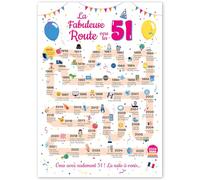Grande Carte Anniversaire 51 Ans Femme et Homme - Idée Cadeau 51 ans Homme et Femme - Decoration Anniversaire 51 ans - Birthday Card 1975 - Carte Original La Fabuleuse Route vers les 51