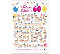 Grande Carte Anniversaire 60 Ans Femme et Homme - Idée Cadeau 60 ans Homme et Femme - Decoration Anniversaire 60 ans - Birthday Card 1966 - Carte Original La Fabuleuse Route vers les 60