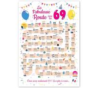 Grande Carte Anniversaire 69 Ans Femme et Homme - Idée Cadeau 69 ans Homme et Femme - Decoration Anniversaire 69 ans - Birthday Card 1957 - Carte Original La Fabuleuse Route vers les 69