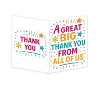 Grande carte de remerciement A4 - 29 x 21 cm - Lumineux et coloré « A Great Big Thank You From All of Us » - Carte de remerciement pour enseignant, entraîneurs, mentors, collègues, bureau, patron