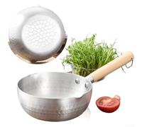 Grande casserole à neige en acier inoxydable 35,5 cm multi-usages avec poignée ergonomique en bois pour tous types de poêles