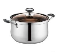 Grande casserole à soupe en acier inoxydable 5L avec couvercle en verre - Fond épais pour plaques à induction - Argent 30 x 26 cm