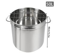 Grande casserole et marmite en acier inoxydable - 50 litres - Acier inoxydable 201 - Compatible gaz et induction - Résistante à la chaleur jusqu'à 650 °C