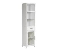 Grande Colonne de Salle de Bain Rangement avec tiroir en Bois Blanc Delaney Teamson Home 7978
