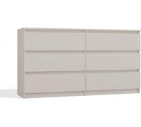 Grande commode moderne M6 140 – 6 tiroirs, façades sobres sans poignées | Couleur : beige cachemire