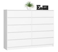AKORD Commode K-160 avec 10 Tiroirs | Commode Classique pour La Chambre, Salon | Meuble de Rangement | L160 x H121 x P40 cm, Poids 80 kg | Blanche
