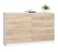 AKORD Grande Commode | Armoire à tiroirs | Commode Salon | Commode Rangement | pour Le Salon | pour la Chambre | Durable | Guidage à roulettes | Meubles de Salon | Chêne Blanc | Sonoma