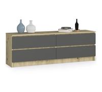 Grande Commode pour le salon AKORD K160 Chêne Artisan 160 cm 4 tiroirs façade Gris Graphite 160x40x55 cm