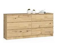 Grande Commode pour le salon AKORD K160 Chêne Artisan 160 cm 6 tiroirs façade Chêne Artisan 160x40x77 cm Chêne Artisan G