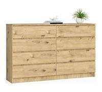 Grande Commode pour le salon AKORD K160 Chêne Artisan 160 cm 8 tiroirs façade Chêne Artisan 160x40x99 cm Chêne Artisan G