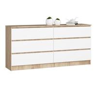 Akord Commode 6 tiroirs - Blanc chêne sonoma