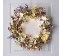 Grande Couronne de Fleurs Printanières Pré-éclairée de 60 cm