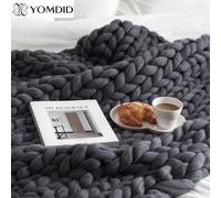 Grande couverture épaisse à la main douce pour l'hiver, couverture à carreaux pour lit, canapé, avion optique, fil ogo Throw, 13 couleurs Grey