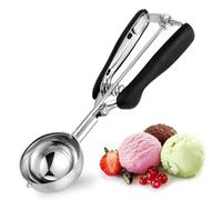 Grande Cuillère à glace 6cm, TJ POP Cuillère à Glace en Acier Inoxydable avec Gâchette et Poignée Confortable pour Boule à Glace, Pâtisserie, Boule à Melon