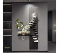 Grande décoration murale 3D avec alimentation LED, peinture de texture créative, sculpture de paysage à suspendre pour verdure hydroponique (50 x 100 cm)
