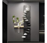 Grande décoration murale 3D avec alimentation LED, peinture de texture créative, sculpture de paysage à suspendre pour verdure hydroponique (50 x 100 cm)