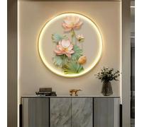 Grande décoration Murale pour la Maison, Art Mural 3D avec lumières LED et télécommande, luminosité réglable, Image de Neuf Poissons et de Lotus, fresque décorative Moderne pour Chambre, sal