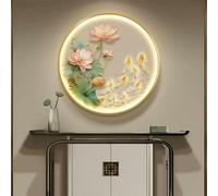 Grande décoration Murale pour la Maison, Art Mural 3D avec lumières LED et télécommande, luminosité réglable, Image de Neuf Poissons et de Lotus, fresque décorative Moderne pour Chambre, sal
