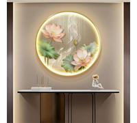 Grande décoration Murale pour la Maison, Art Mural 3D avec lumières LED et télécommande, luminosité réglable, Image de Neuf Poissons et de Lotus, fresque décorative Moderne pour Chambre, sal