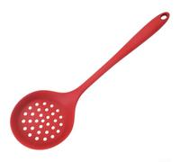 Grande écumoire en silicone résistante à la chaleur pour frire et égoutter les ustensiles de cuisine - 33 cm - Noir (rouge)
