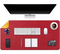 Grande feuille de papier, XXL, sous-main pour chaise de bureau, bloc-notes, réversible, similicuir, imperméable, 90 x 43 cm (rouge/jaune)
