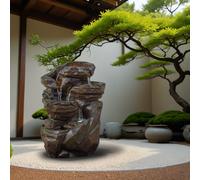 Grande Fontaine Niagara - Fontaine d’Intérieur et d'Extérieur Cascade 5 Niveaux - Fontaine Jardin Terrasse Salon Nature Zen Lumière LED - Circuit fermé - Gris - H 71x54x44cm - Zen’Light