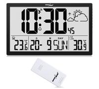 Grande horloge avec station météo LCD et capteur extérieur à pile HQ