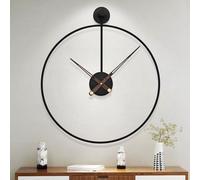 Grande horloge de salon moderne, horloge murale ronde XXL en métal noir pour la cuisine, le bureau ou la chambre à coucher, horloge murale vintage, fonctionnant à piles, silencieuse, accessoire de déc