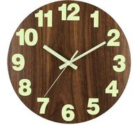 Grande horloge lumineuse, 40 cm, en bois, marron, à piles