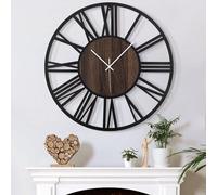 Grande horloge murale de 40 cm, silencieuse, à piles, noire