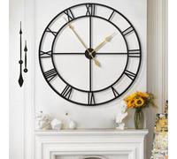 Grande horloge murale de style cottage moderne, sans tic-tac - 100 cm de diamètre, chiffres romains. Horloge murale moderne pour salon, chambre, cuisine ou bureau. Style rustique, design industriel.