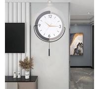 Grande horloge murale décorative moderne de style suisse, en métal noir, 48 cm