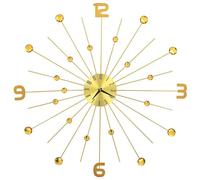 Grande horloge murale - Horloge murale design - Diamètre de 70 cm - Métal doré - Accents de cristaux scintillants - Élégante décoration murale pour le salon
