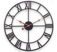 Grande horloge murale industrielle, 60 cm, horloge métallique silencieuse avec chiffres romains, horloge murale rétro pour le salon, la cuisine, la chambre, le bureau ou une maison de campagne