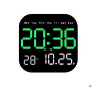 Grande Horloge Murale LED Numérique avec Télécommande, Température, Date, Semaine (Vert) multicolore HORLOGE