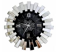 Grande horloge murale, miroir, design moderne, engrenages, mécanisme, décoration
