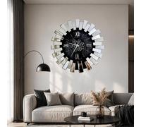 Grande horloge murale, miroir, design moderne, engrenages, mécanisme, décoration