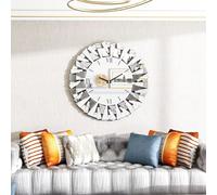 Grande horloge murale - Modèle rond - 80 cm - Argentée - Design moderne - Mouvement à quartz - Fonctionnement silencieux - Fonction alarme