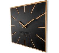 Grande horloge murale moderne carrée en bois Exact ECO, silencieuse, salon, chambre à coucher, fabriquée en UE (noire, 60 cm)